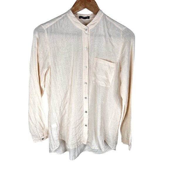 Eileen Fisher Tops - EILEEN FISHER Women's Peach Silk/Cotton Button Down Blouse